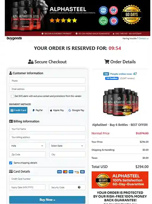 AlphaSteel AlphaSteel Order Page